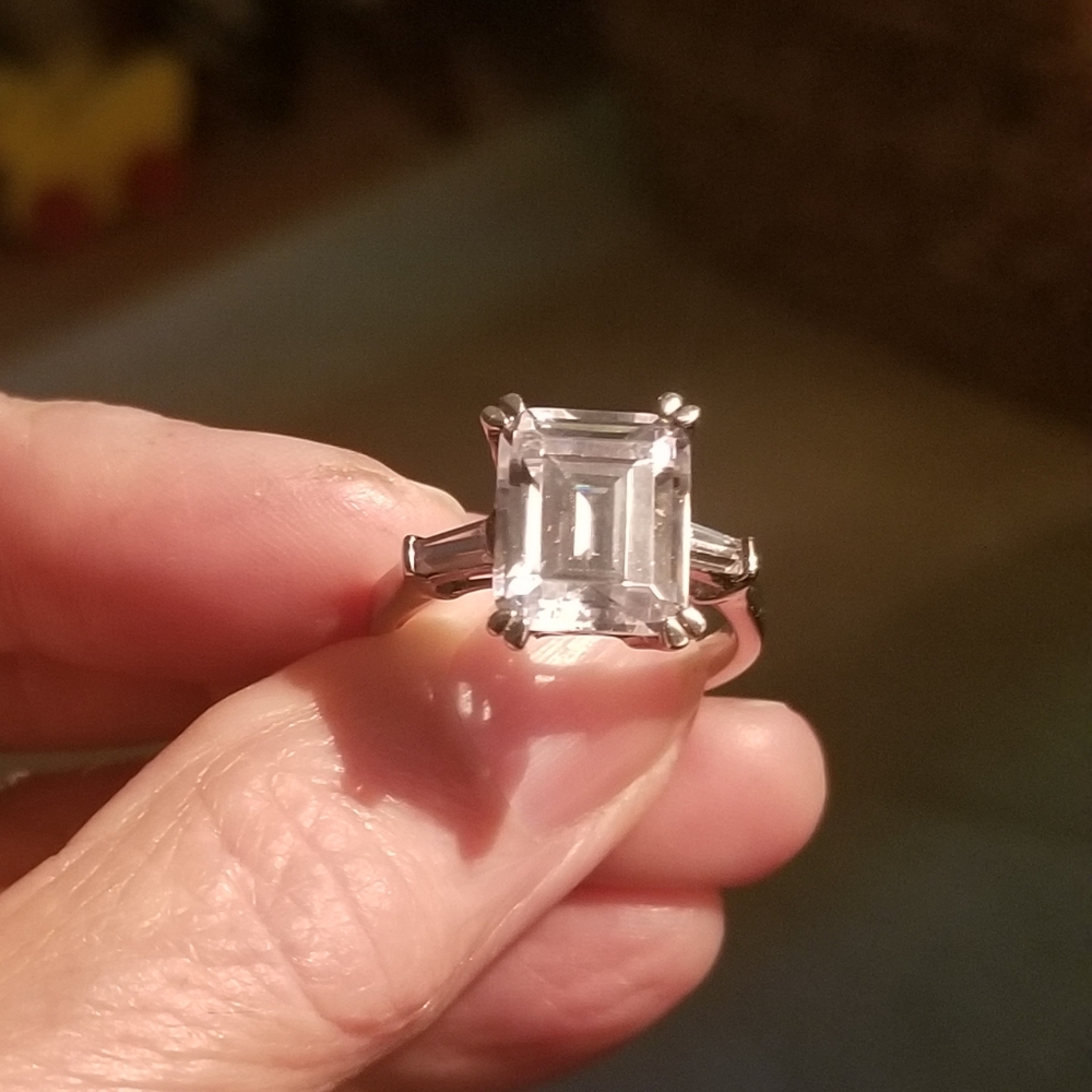 Emerald cut CZ 5 ct sterling ring 9
